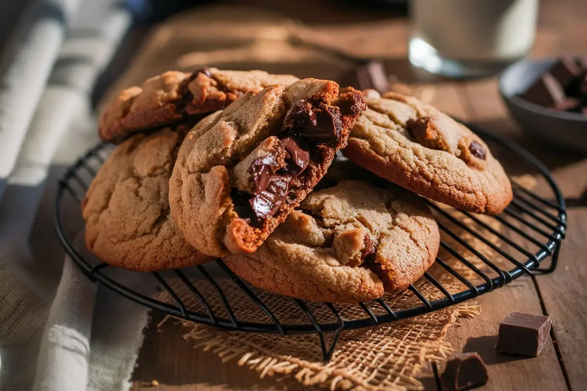 Double Chunk Chocolate Cookie fresh out of the oven