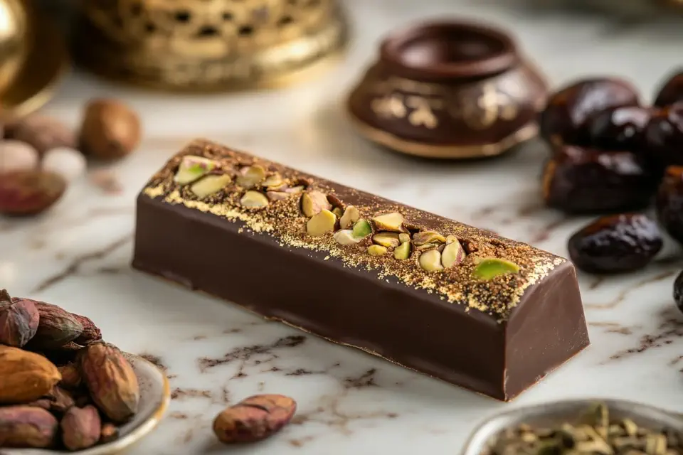 Dubai Chocolate Bar with exotic Middle Eastern flavors