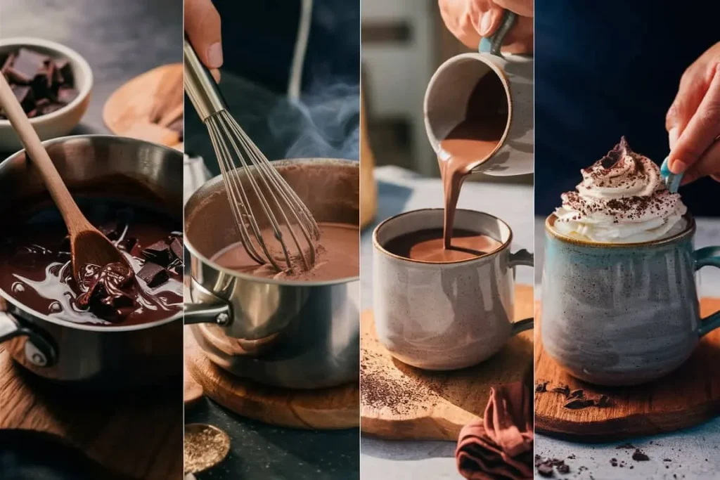 Making hot chocolate process step by step